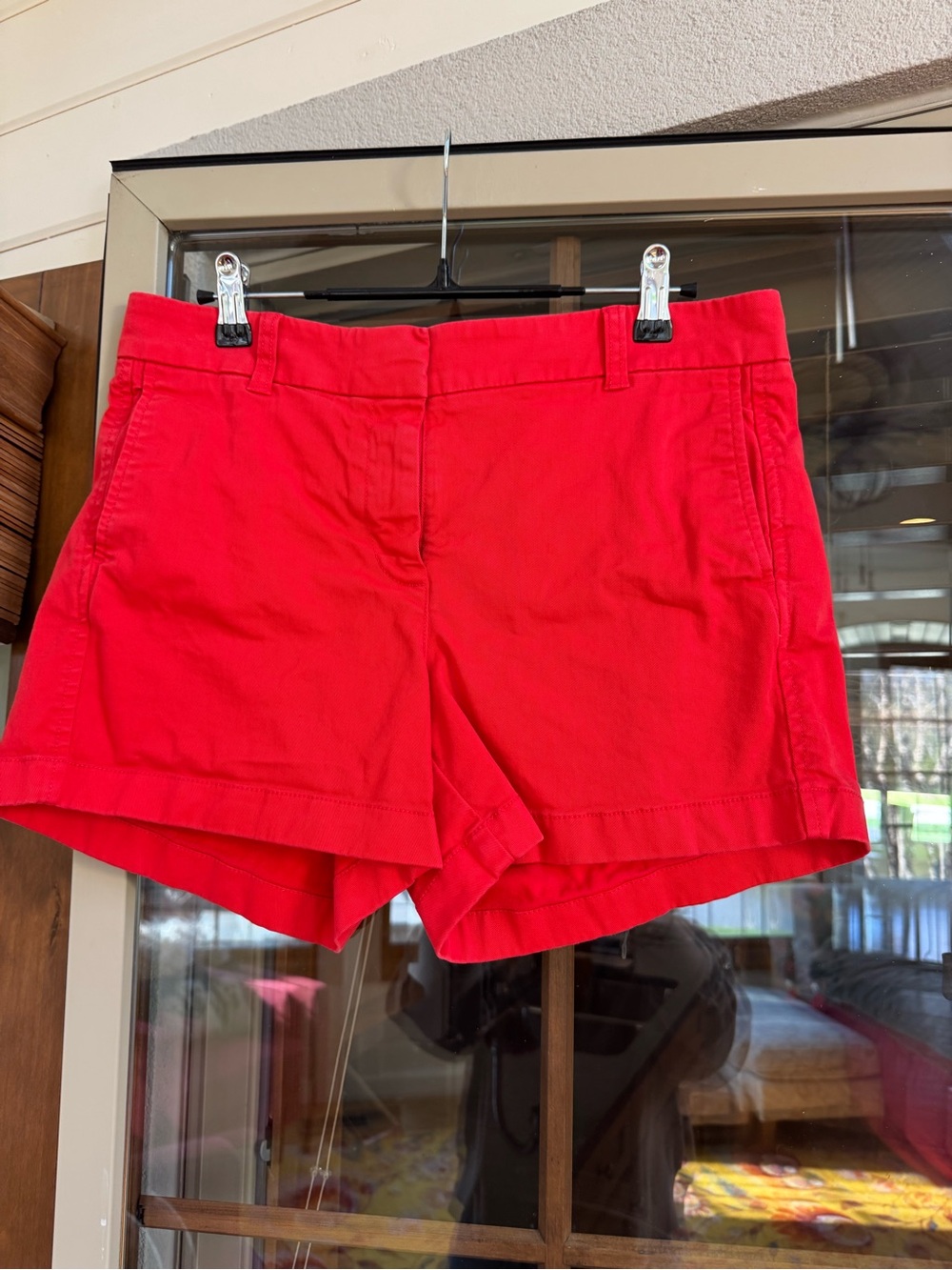 J. Crew Red High-Waist Cotton Blend Casual Shorts